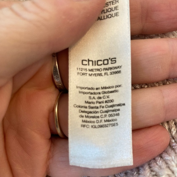 Chico's Soft Pink Silver Metallic Cowl Neck Sweater w/ 3/4 sleeves oversized - Picture 10 of 11